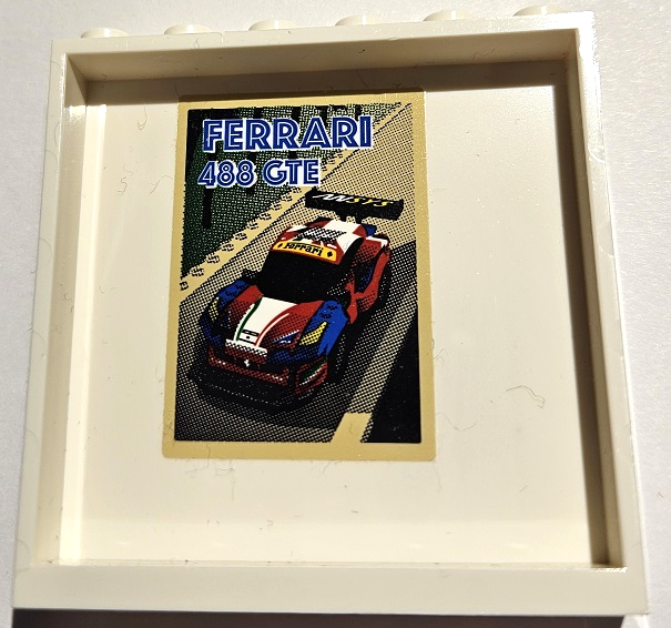 Lego Panel 1 x 6 x 5 with Poster 'FERRARI 488 GTE' Pattern (Sticker) - Set 75889 / White