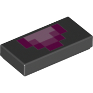 Lego Tile 1 x 2 with Purple, Bright Pink Squares (Minecraft) / Black