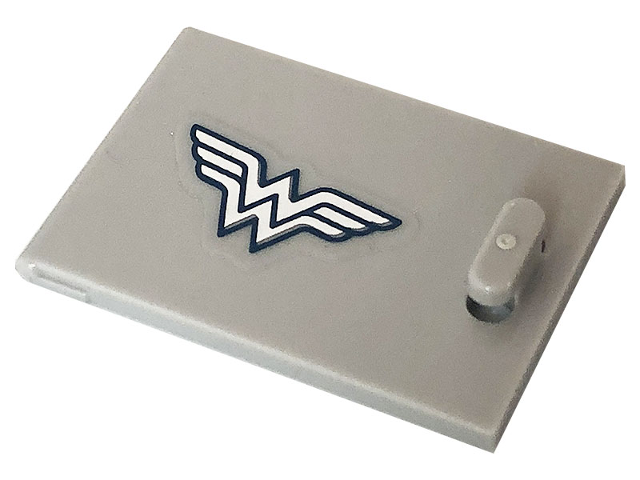 Lego Container, Cupboard 2 x 3 x 2 Door with Wonder Woman Logo Pattern (Sticker) - Set 41232 / Light Bluish Gray