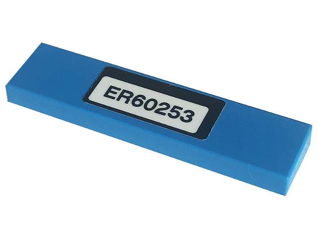 Lego Tile 1 x 4 with 'ER60253' Pattern (Sticker) - Set 60253 / Dark Azure