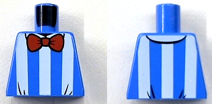 Lego Torso Shirt with White Vertical Stripes, Red Bow Tie Pattern / Blue