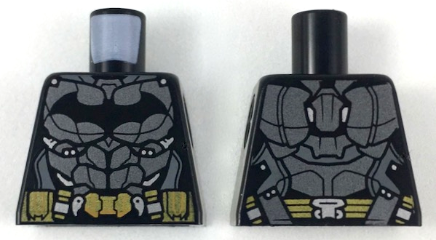 Lego Torso Armor with Black Bat Logo, Pearl Dark Gray Breastplate, Gold Utility Belt Pattern / Black