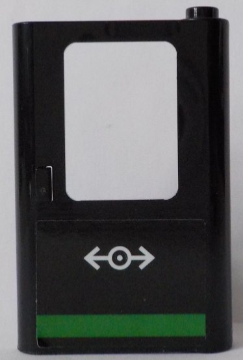 Lego Door 1 x 4 x 5 Train Right, Thin Support at Bottom with Train Logo and Green Horizontal Line Pattern (Sticker) - Set 60154