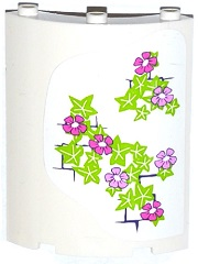 Lego Cylinder Quarter 4 x 4 x 6 with Bright Pink and Dark Pink Flowers, Leaves and Brick Wall Pattern on Right (Sticker) - Set 41052