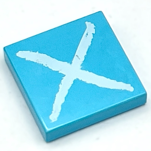 Lego Tile 2 x 2 with White 'X' Print