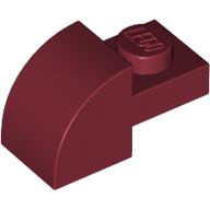 Lego Brick Curved 1 x 2 x 1 with Curved Top / Dark Red
