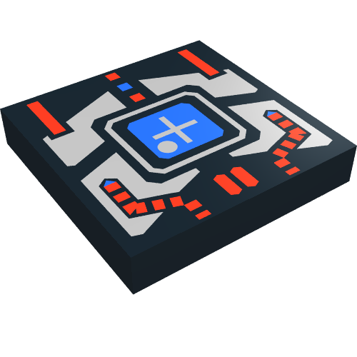 Lego Tile 2 x 2 with Blue Screen, Silver and Red Panel Print