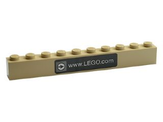 Lego Brick 1 x 10 with 'www.LEGO.com' Pattern (Sticker) - Set 3579