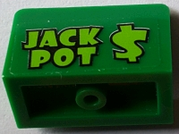 Lego Panel 1 x 2 x 1 with Lime 'JACK POT $' Pattern (Sticker) - Set 71016 / Green