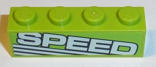 Lego Brick 1 x 4 with 'SPEED' and White Lines Pattern Model Right Side (Sticker) - Set 8152
