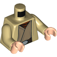 Lego Torso Robe, Dark Tan Undershirt and Belt with Buckle and Pouch Print, Tan Arms, Light Nougat Hands / Tan