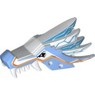 Lego Creature Body Part, Dragon Head Upper Jaw with Medium Blue Sections and Orange Stripes Print