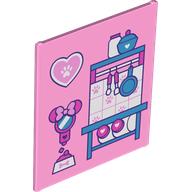 Lego Glass for Frame 1 x 6 x 6 with Medium Blue/Dark Pink/White Kitchen, Mirror, Food Dish Print