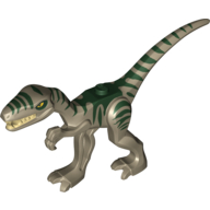 Lego Animal, Dinosaur, Coelophysis / Gallimimus with Dark Green Markings / Dark Tan