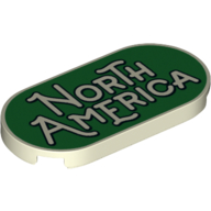 Lego Tile Round 2 x 4 with 'North America' on Green Background Print