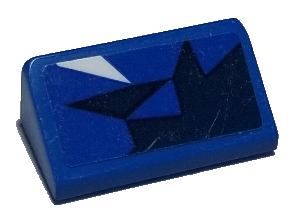Lego Slope 30 1 x 2 x 2/3 with Dark Blue and White Abstract Triangular Shapes on Blue Background Pattern Model Left Side (Sticker) - Set 75885
