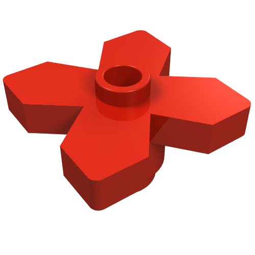 Lego Plant, Flower 2 x 2 Leaves - Angular / Red