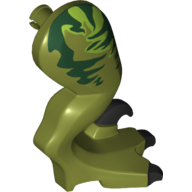 Lego Animal Body Part, Dinosaur, Raptor Leg, Right, with Pin, Black Claws and Dark Green Stripes over Lime Print