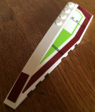 Lego Wedge 12 x 3 Left with Dark Red and Lime Pattern (Stickers) - Set 7679