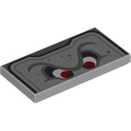 Lego Tile 2 x 4 with Thwomp Face, Top Half, Red Eyes Print