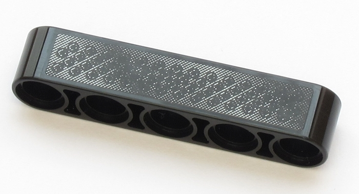Lego Technic, Liftarm Thick 1 x 5 with Silver and Black Tread Plate Pattern (Sticker) - Set 42043 / Black