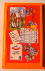 Lego Scala Wall, Panel 6 x 10 with Bulletin Board and Horse Pictures Pattern (Sticker) - Set 3124 / Orange