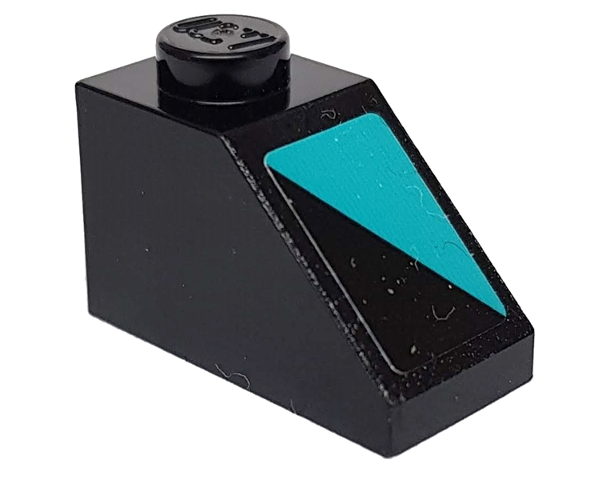 Lego Slope 45 2 x 1 with Medium Azure Triangle on Black Background Pattern Model Right Side (Sticker) - Set 76898