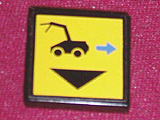 Lego Tile 2 x 2 with Black Car and Blue Arrow Right Pattern (Sticker) - Set 8480 / Black
