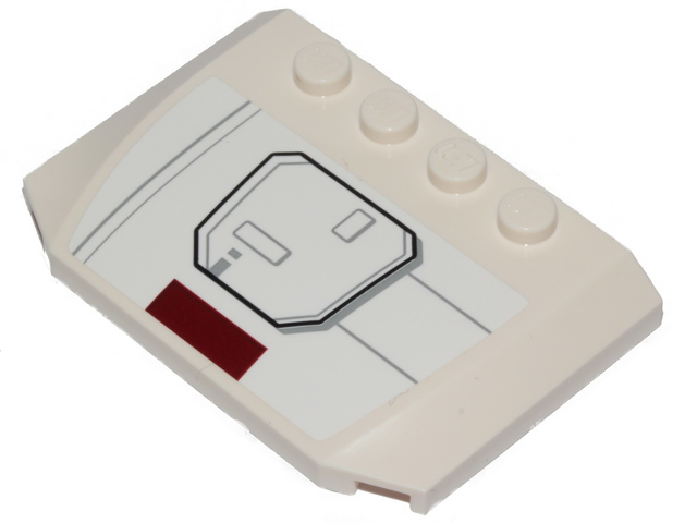 Lego Wedge 4 x 6 x 2/3 Triple Curved with SW X-wing Hull Plates and Dark Red Stripe Pattern Model Left Side (Sticker) - Set 75301 / White