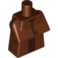 Lego Torso Special, Long with Folded Arms with Dark Brown Stripe Print / Reddish Brown