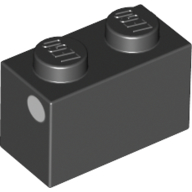 Lego Brick 1 x 2 with White Dot on Short Side print / Black