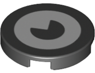 Lego Tile, Round 2 x 2 with Bottom Stud Holder with White Eye and Black Pupil Pattern / Black