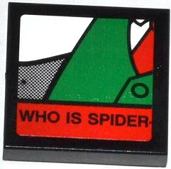 Lego Tile 2 x 2 with J. Jonah Jameson on Screen and 'WHO IS SPIDER' Pattern 6 (Sticker) - Set 76005