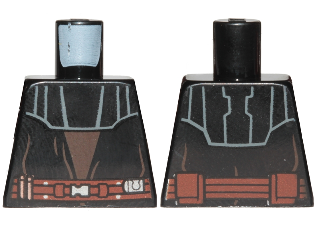 Lego Torso SW Layered Vest with Detailed Belt, Print Front and Back Pattern (Anakin Clone Wars) / Black