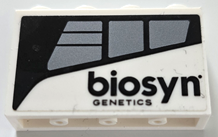Lego Panel 1 x 4 x 2 with Side Supports - Hollow Studs with Black 'biosyn GENETICS' and Windows Pattern Model Left Side (Sticker) - Set 76949