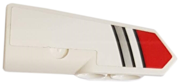 Lego Technic, Panel Fairing #22 Very Small Smooth, Side A with Red and Silver Stripes Pattern (Sticker) - Set 42057 / White