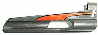 Lego Technic, Panel Fairing # 7 Small Long, Large Hole, Side A with Large Red and Orange Checkered Pattern (Sticker) - Set 8473