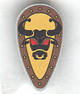 Lego Minifigure, Shield Oval with Bull Head Black on Yellow Pattern (Sticker) - Set 10176