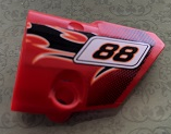 Lego Technic, Panel Fairing # 2 Small Smooth Short, Side B with Black Number 88 and Flames Pattern (Sticker) - Set 8051