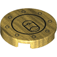 Lego Tile Round 2 x 2 with Circles / Bolts Print / Pearl Gold