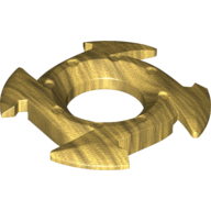 Lego Ring 4 x 4 with 2 x 2 Opening and 4 Arrow Ends (Ninjago Spinner Crown) / Pearl Gold