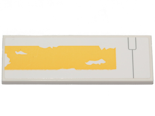 Lego Tile 2 x 6 with Yellow Worn Stripe Pattern (Sticker) - Set 75301