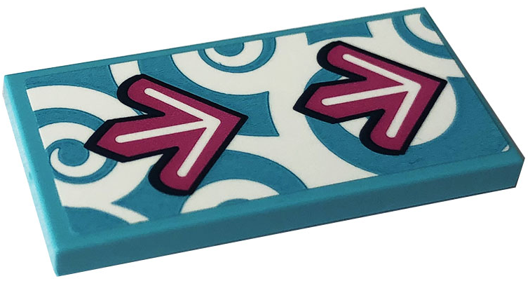 Lego Tile 2 x 4 with Two Dark Pink Arrows and Spirals Pattern (Sticker) - Set 41337
