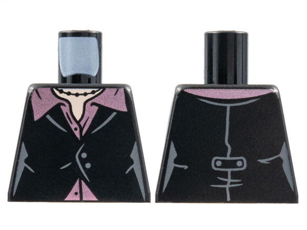 Lego Torso Female Jacket, Light Nougat Neck, Black Necklace, Metallic Pink Shirt Pattern / Black