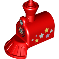Lego Duplo Train Front, Steam Engine 2 x 4 with Cow Catcher and Stars, Headlight above Boiler Circle with Star Print