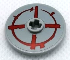 Lego Technic, Disk 3 x 3 with Red Circle and Cross Pattern (Sticker) - Set 75977