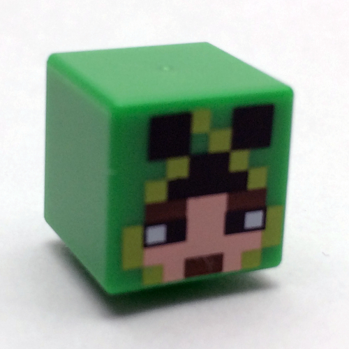 Lego Minifig Head Special, Cube with Pixelated Hood with Creeper Eyes over Face