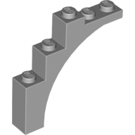 Lego Brick Arch 1 x 5 x 4 [Irregular Bow, Raised Underside Cross Supports] / Light Bluish Gray