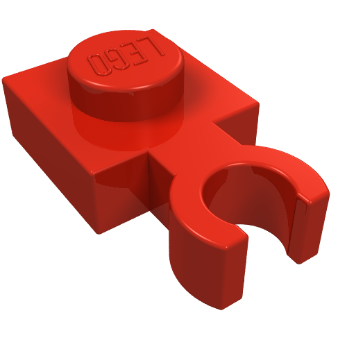 Lego Plate Special 1 x 1 with Clip Vertical [Thin Open O Clip] / Red