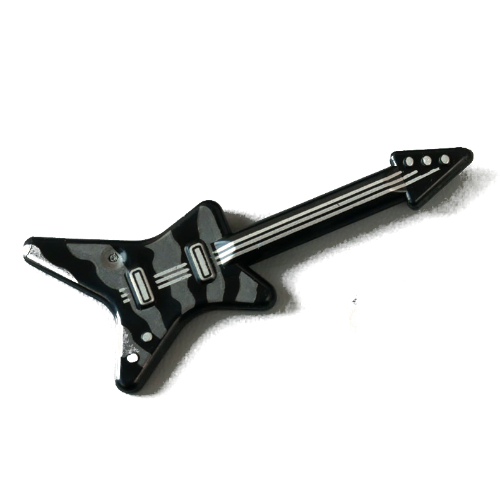Lego Musical Instrument Guitar Electric 'ML' Type with Pick Guard and Silver Strings and Knobs, Grey Decorations Print